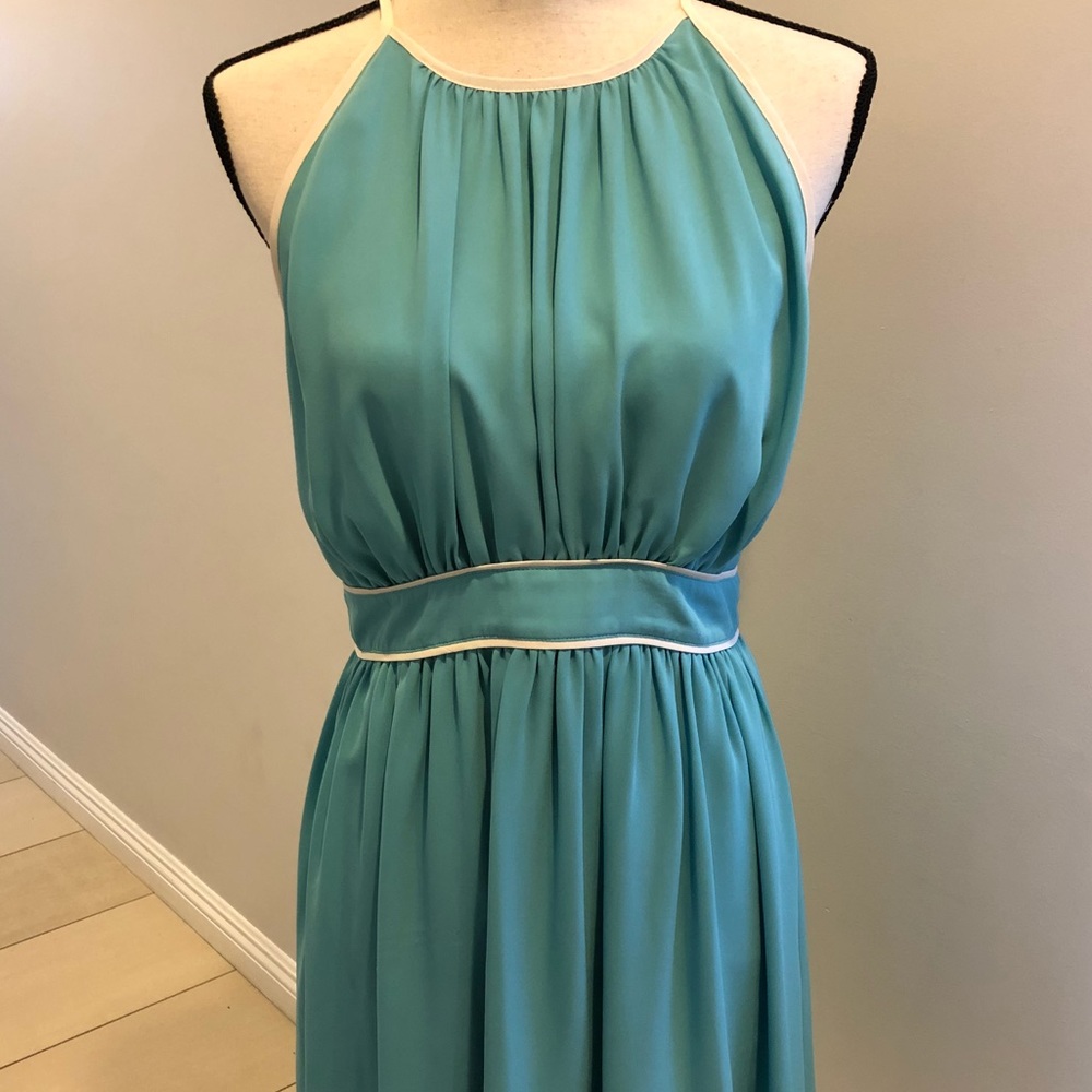 Teal/Seafoam halter dress, sz M, EUC